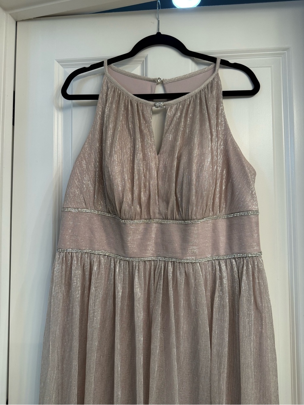 David’s Bridal Oleg Cassini Blush Pink Shimmer Evening Dress - Picture 4 of 6